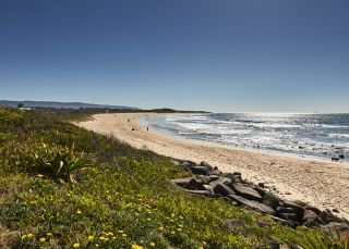 People enjoying a warm day at Corrimal Beach. north of Wollongong