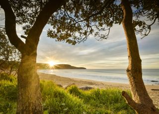 Sun rises over the horizon at Killcare Beach, Killcare