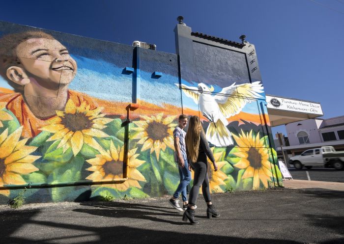 Mural on a local store located on Heber Street in Moree, Country NSW