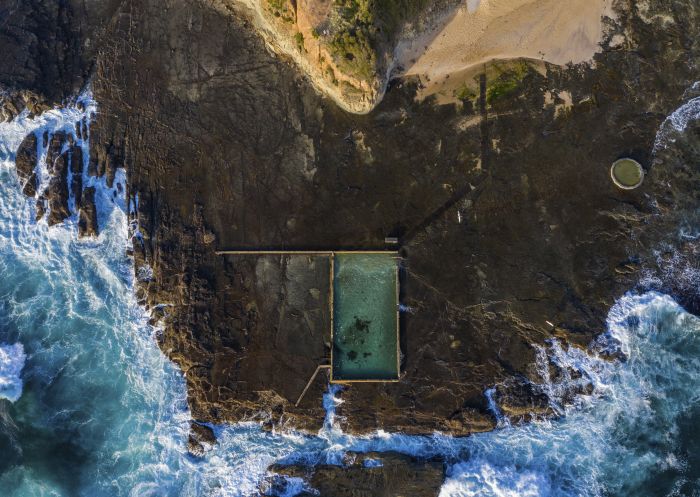 Scenic aerial over Ourie Pool off Werri Beach, Gerringong.