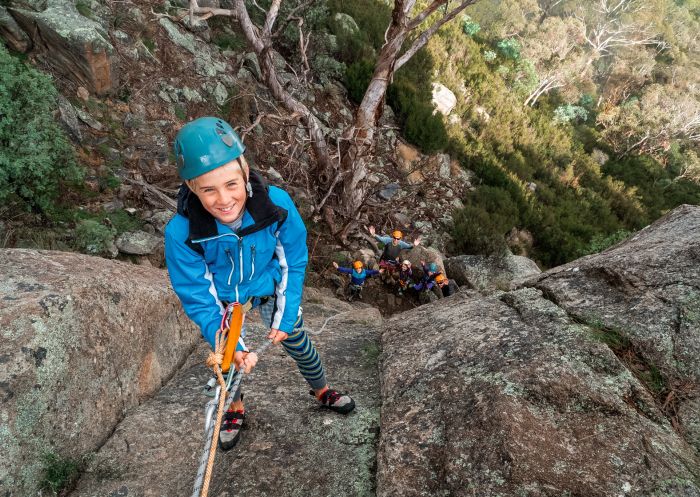 Climbing Jindy Rock near Lake Jindabyne with K7 Adventures - Snowy Mountains Credit: K7 Adventures