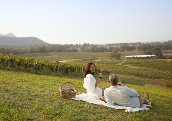 Coupe enjoying picnic at Audrey Wilkinson Wines - Pokolbin, Hunter Valley