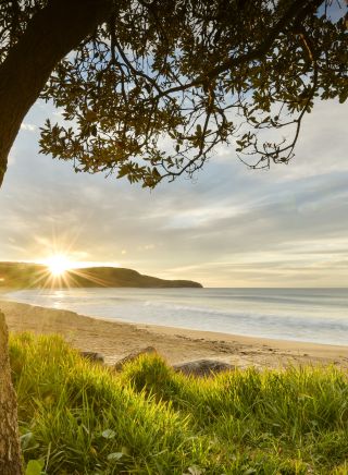 Sun rises over the horizon at Killcare Beach, Killcare