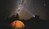 Camper gazing up at the galaxy of stars, Warrumbungles