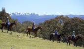 Family enjoying a scenic horse ride around the Snowy Wilderness property in Ingebirah, Snowy Mountains.