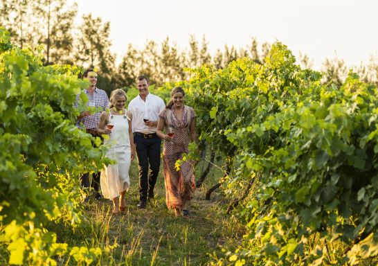 Couples enjoying food and wine at Grove Estate Wines in Young, Country NSW